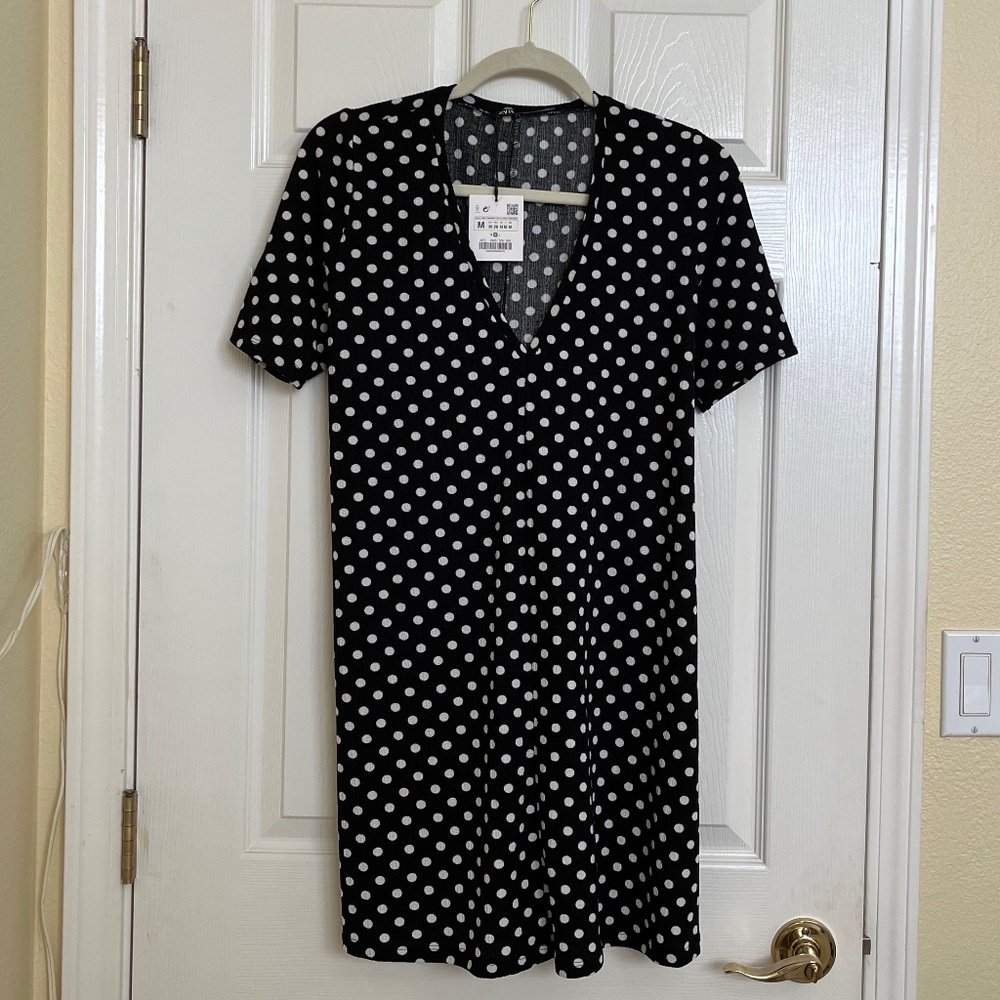 Zara babydoll polka dot shift dress